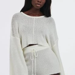 CHARLIE HOLIDAY Clover Long Sleeve Knit Crop Top