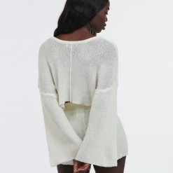 CHARLIE HOLIDAY Clover Long Sleeve Knit Crop Top